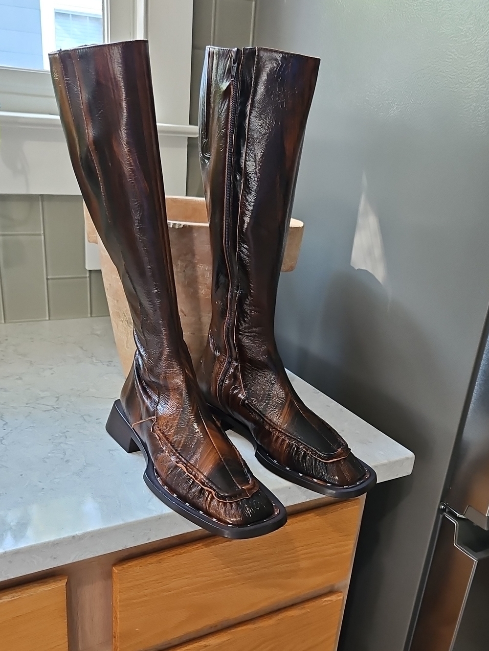 Miista Brown Tall Leather Knee-High Boots